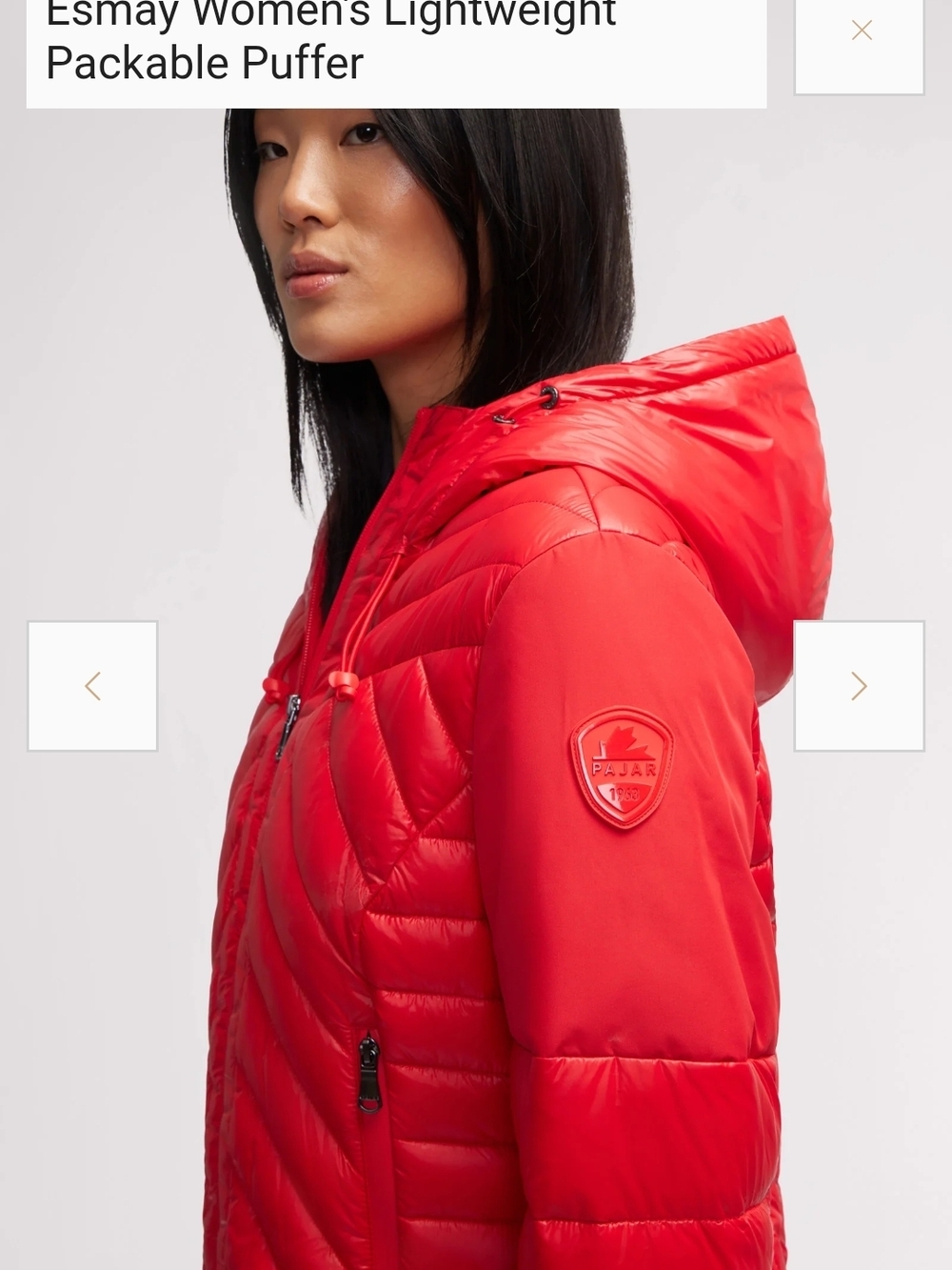 Pajar Women's Red Hooded Packable Puffer Jacket